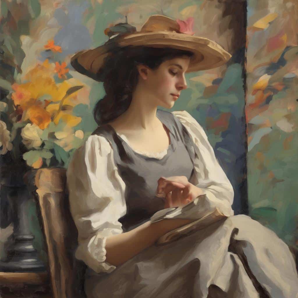 αριστερή εικόνα μιας νεαρής γυναίκας που ζωγραφίζει, σχεδίαση τέχνης και περιβάλλοντος, δημιουργίες με μήνυμα, λεπτομερής εικαστική αναπαράσταση.